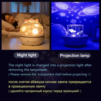 Noč Svetlobni Projektor S Kablom USB Powered Zvezdnato Nebo Romantično Obračanje Projekcija Glasbe Lučka za Otroke Spalnica Božično Darilo