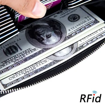 Pravega Usnja Organ Torbici Dolgo Denarnice Potni list Primeru RFID Zaščito Multi-Reže Velike Zmogljivosti Poslovne kartice Sim