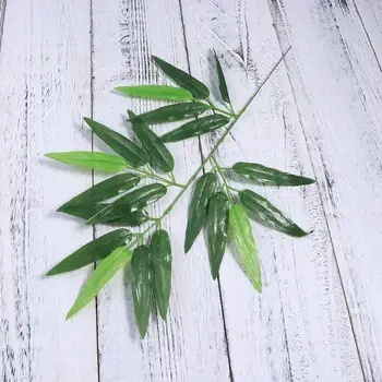 10PCS Podružnic, Zeleni Umetni Bambusa Listi Svilene Tkanine, Umetne Rastline za Poročno Dekoracijo Domov Office Dekor Listi