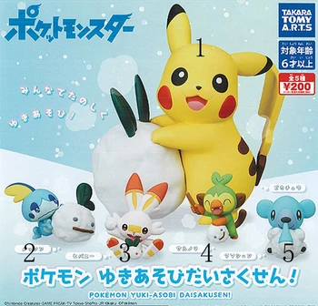 TOMY Anime Pokémon Igra s Sneg Pozimi Poglavje Pikachu Cubchoo Scorbunny Grookey Slika Igrače Mini Številke Modela Igrača