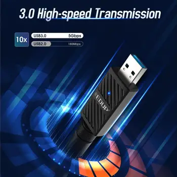 EDUP 1200Mbps 5Ghz USB Wifi Adapter Bluetooth 802.11 AC Dual Band Wifi Sprejemnik Omrežno Kartico USB Adapter z 6dbi Antena