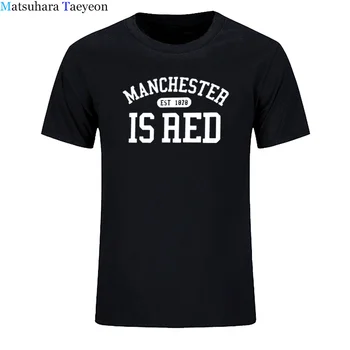 Novo Združeno Kraljestvo Rdeča Črka Kratek Sleeve Majica s kratkimi rokavi Moški Bombaž O-Vratu Manchester Tee Majice, Tiskanje Masculina tee oblačila