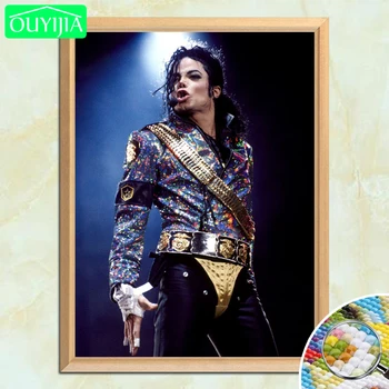 MJ Klasičnih Trenutke Michael Jackson Portret 5D DIY Diamond Slikarstvo Celoten Kvadratni Diamond Vezenje Prodaje Mozaik Slikarstvo Handwork