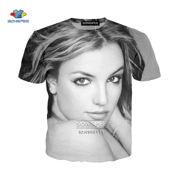 SONSPEE 3D Tiskanja Pevka Vroče Seksi Dekle, Pevka Britney Spears Harajuku Ženske T-shirt Poletne Moške Tshirt Priložnostne Vrhovi Ulične
