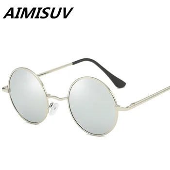 AIMISUV Klasičnih Krog Polarizirana sončna Očala Črne leče za Očala Vožnje Kovinski Okvir Oblikovalec blagovne Znamke sončna Očala UV400
