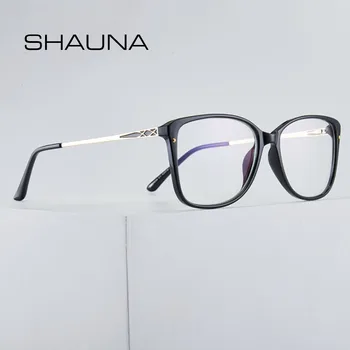 SHAUNA Anti Modra Svetloba Kovice TR90 Mačka Oči Optične Okvirji Kovinski Spomladanski Tečaj Računalniške Očala