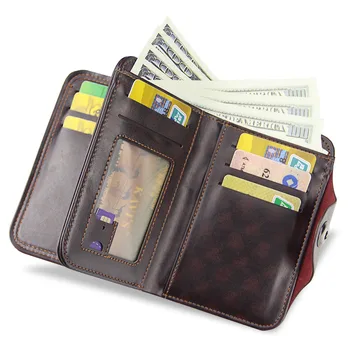 Vintage moške denarnice magnet kavljem Tri krat torbica za človeka iz naravnega usnja Prostor torbici, moški znane blagovne znamke luxu