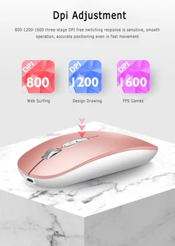 2,4 ghz Wireless Mouse 1600 Dpi Brezžična Optična Urad Dvojni Način Izklopite Bluetooth, Usb Miška Sprejemnik Za Prenosnik Abs + Kovina Miši