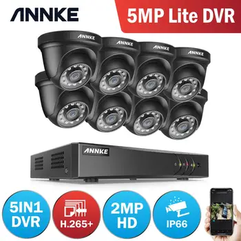 ANNKE 8CH 2MP HD Video Varnostni Sistem 5MP Lite H. 265+ DVR Z 4X 8X Smart IR Vremensko Nadzor Dome Kamere CCTV Kompleti
