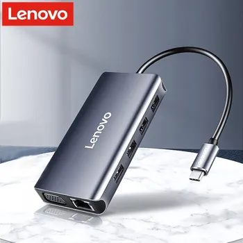 Lenovo LX0808 USB C SREDIŠČE za Multi USB 3.0, HDMI, VGA priključek RJ45 Adapter Dock Za MacBook Pro Air Dodatki Tip C Vmesnik Za Prenosni RAČUNALNIK
